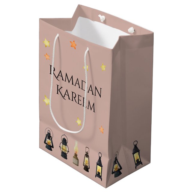 Thema-Geschenktasche Ramadans Kareem für Feier Mittlere Geschenktüte (Vorderseite Schrägansicht)