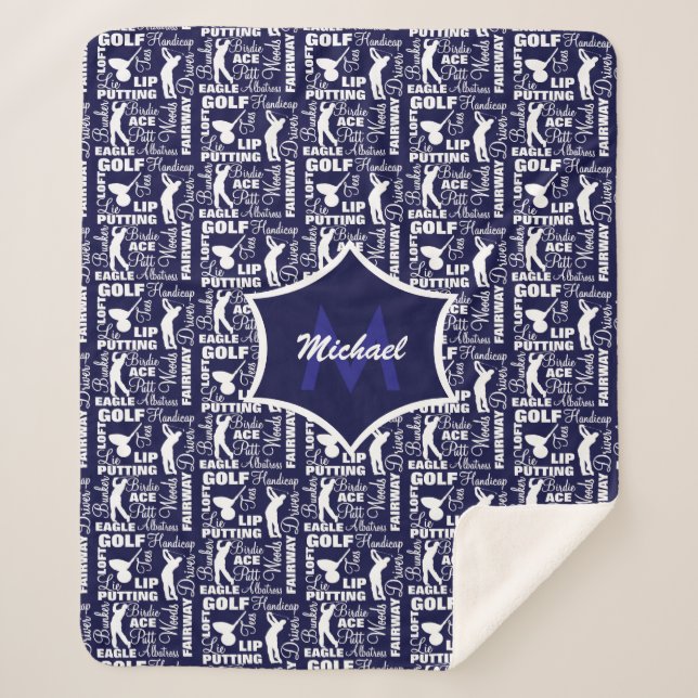 Thema Golf Player Cool Mit Monogramm Sherpadecke (Vorderseite)