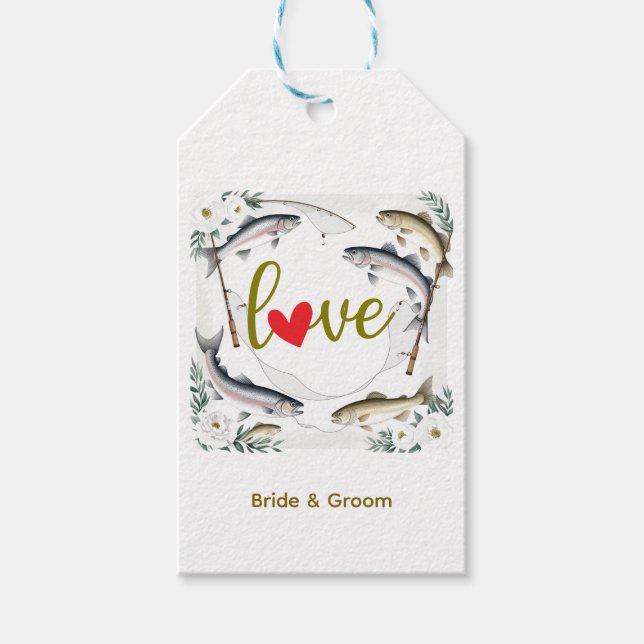 Thema Hochzeitsfeiern für Angelfreunde Geschenkanhänger (Vorderseite)