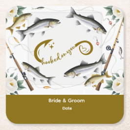 Thema Hochzeitsfischerei für Angelliebhaber Papier Rechteckiger Pappuntersetzer