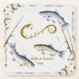 Thema Hochzeitsfischerei für Angelliebhaber Papier Rechteckiger Pappuntersetzer