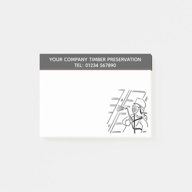 Thema "Holzschutz" - Cartoon zur Personalisierung Post-it Klebezettel (Vorderseite)