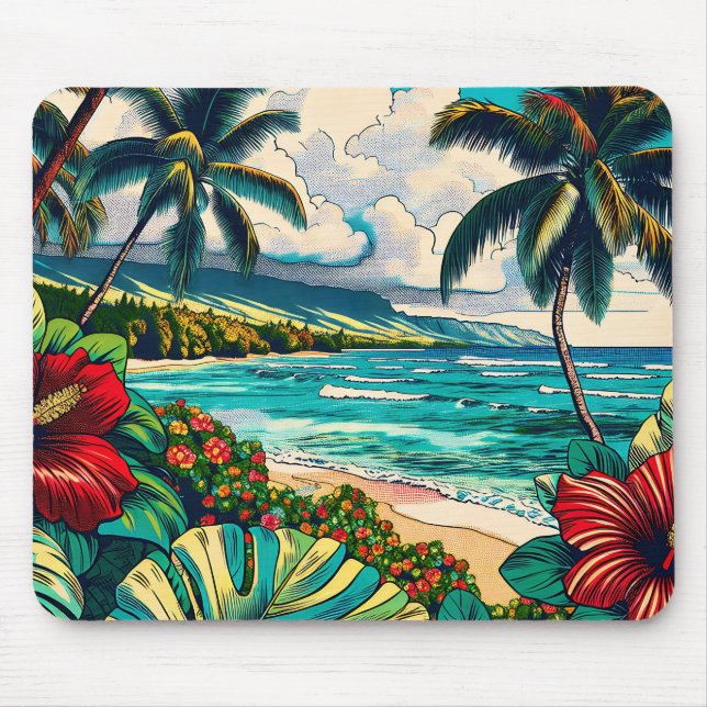 Thema hübsche Hawaiianische Insel Mousepad (Vorne)