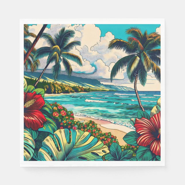 Thema hübsche Hawaiianische Insel Serviette (Vorderseite)
