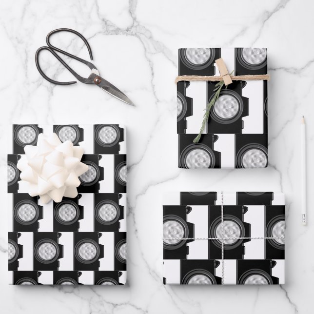 Thema Kamera Fotografie Geschenkpapier Set (Vorderseite)