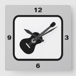 Thema klassische Gitarre Quadratische Wanduhr
