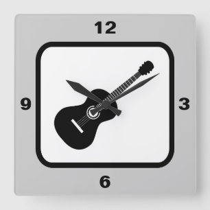 Thema klassische Gitarre Quadratische Wanduhr