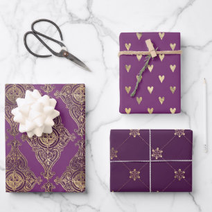 Thema lila und Gold Paris Geschenkpapier Set