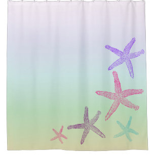 Thema Meeresfrüchte im Aqua-Pastel-Muster Duschvorhang