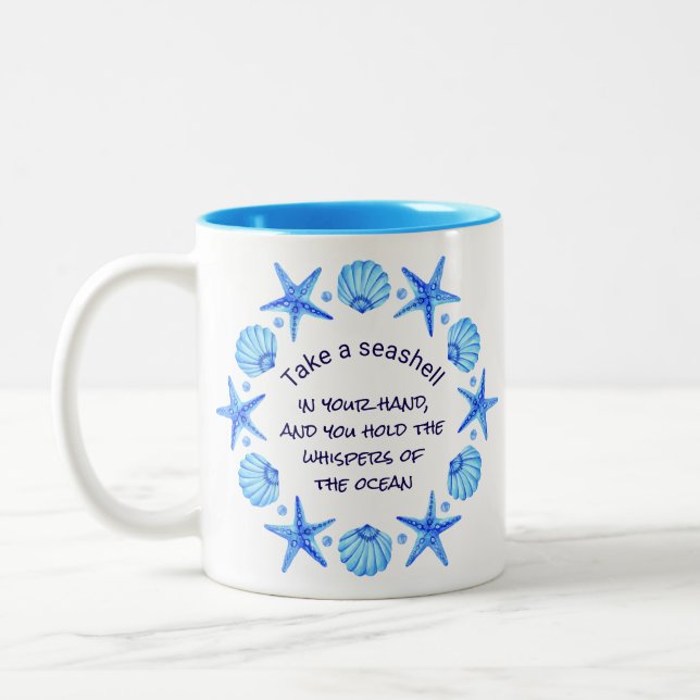 Thema Muscheln und Starfish Beach Zweifarbige Tasse (Links)