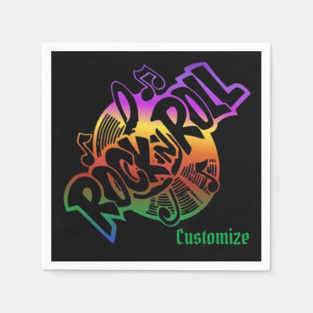 Thema Rock and Roll Rainbow Serviette (Vorderseite)