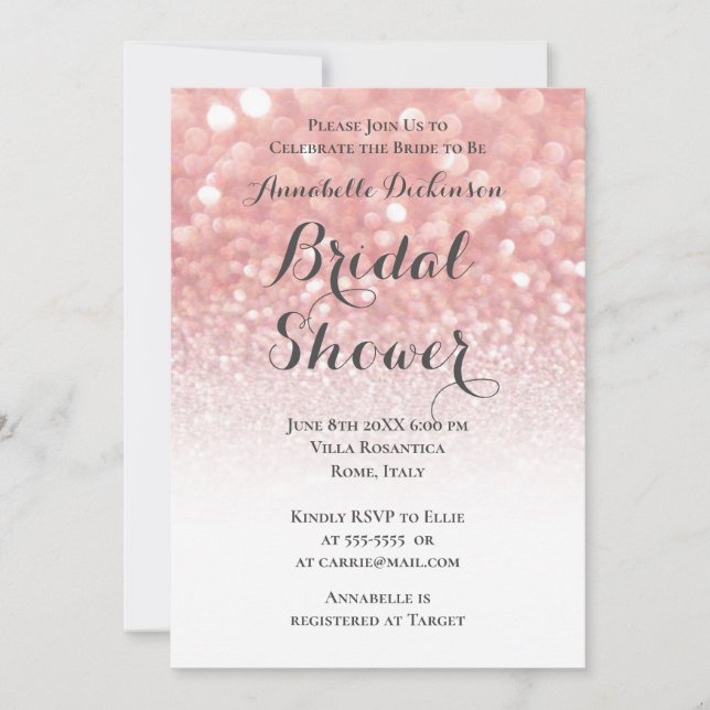 Thema "Rosa Glitzer" Einladung (Vorderseite)