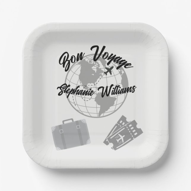 Thema Ruhestandsreise Party Bon Voyage Globe Pappteller (Vorderseite)