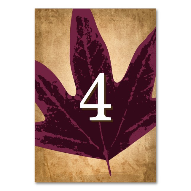 Thema Rustikale Hochzeit im Herbst | Kartennummern Tischnummer (Vorderseite)