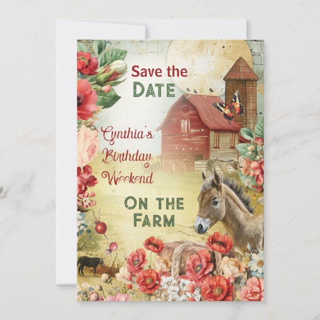 Thema "Save the Date Card Farm" Einladung (Vorderseite)