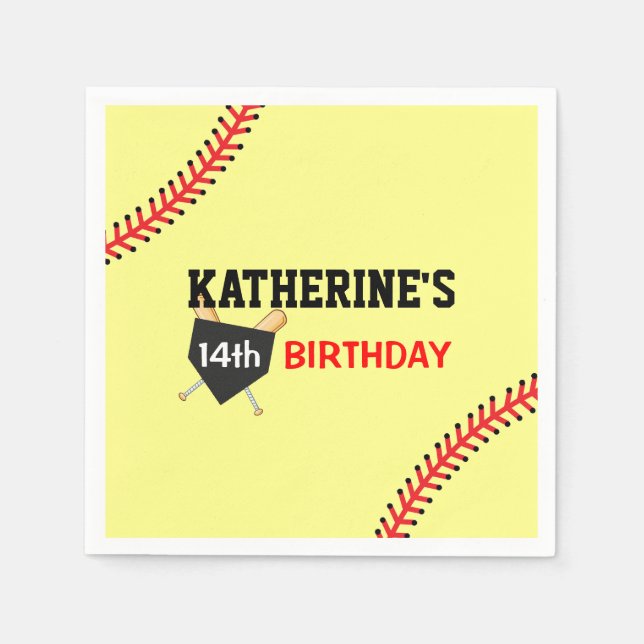Thema "Softball Birthday Party" Serviette (Vorderseite)