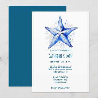 Thema "Starfish blue white beach" Geburtstag Einladung