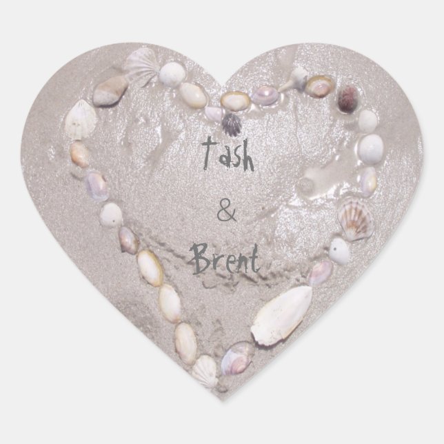 Thema Strand Herz-Aufkleber (Vorderseite)