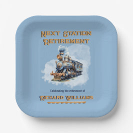 Thema Vintager Bahnhof für Ruhestandsreisen Pappteller