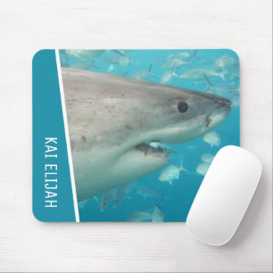 Thema "Weißer Hai und Fisch" Mousepad