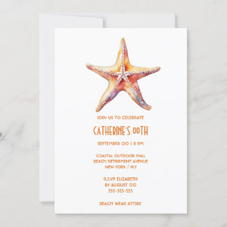 Thema "Weißer Strand von Starfish" Geburtstag Einladung