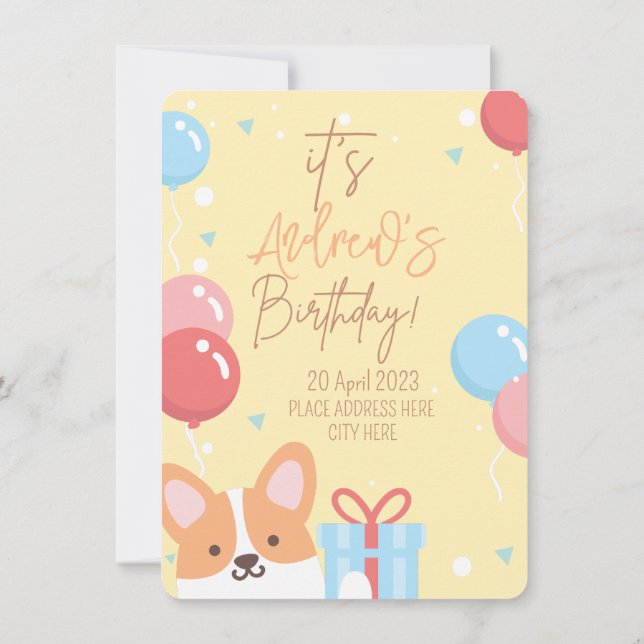 Thema "Welpen" Kinder zum Geburtstag Einladung (Rückseite)