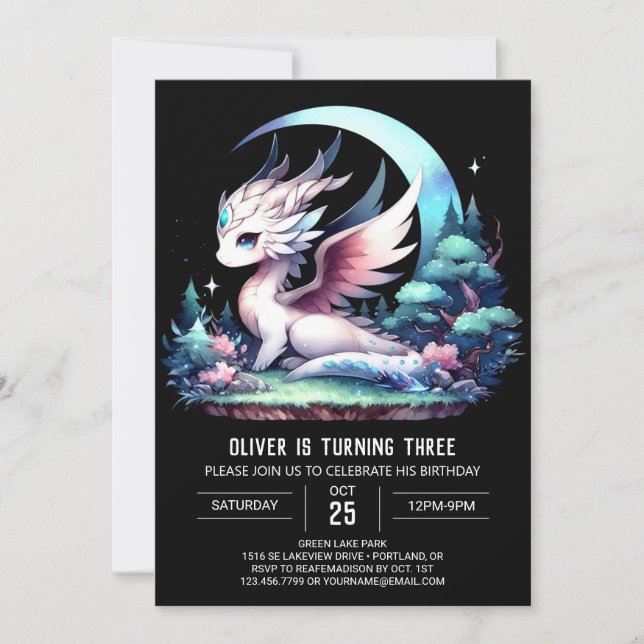 Theme Elegant Dragon Birthday Einladung (Vorderseite)
