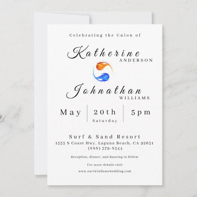 Theme für Zweiflammhochzeiten - Einladung (Vorderseite)