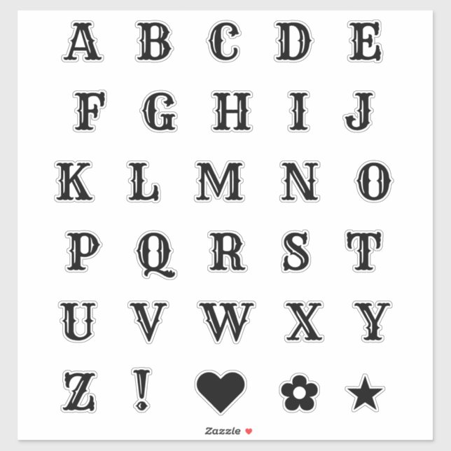 Theme Letters Alphabet Monogram Aufkleber (Blatt)