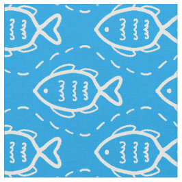 Theme of Ocean Sea Fish Wave Lines Muster Stoff