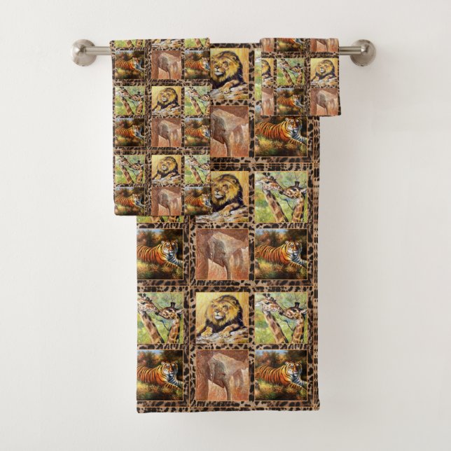 Themed African Tribal Animal Muster Handtuch Set (Insitu)