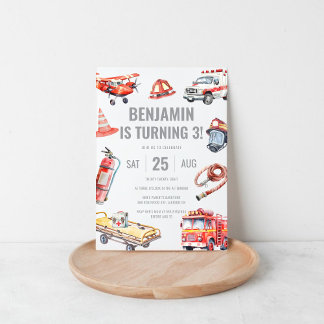 Themed Boys - Party zum Feuerwehren Einladung