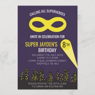 Themed Geburtstags-Party Einladung des Superhero