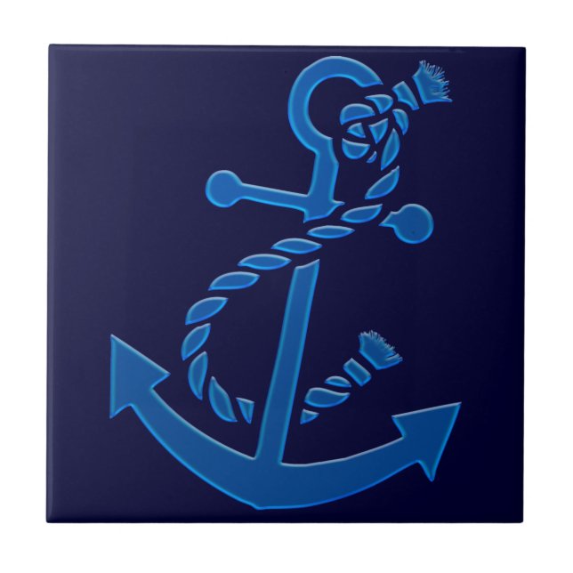 Themed Marine Anchor Nautical Marine des Blue Ship Fliese (Vorderseite)
