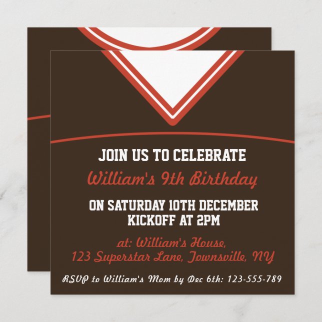 Themed Party Fußball-Jerseys laden Schablone, LAX Einladung (Vorne/Hinten)