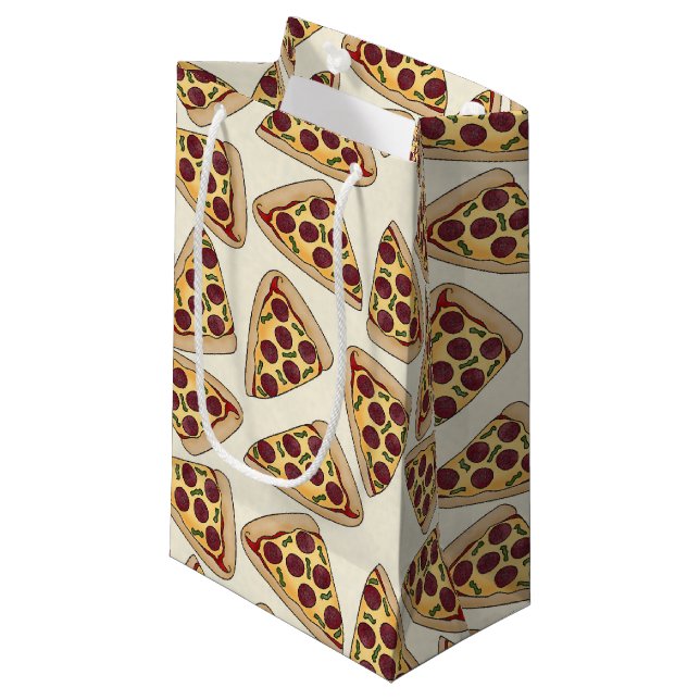 Themed Pizza Party kleine Geschenktasche Geschenktüte (Vorderseite Schrägansicht)