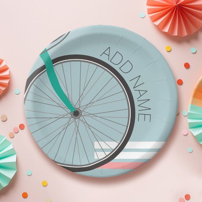 Themenabend mit individuellem Text Pappteller (Party Plate with a Bike Theme)