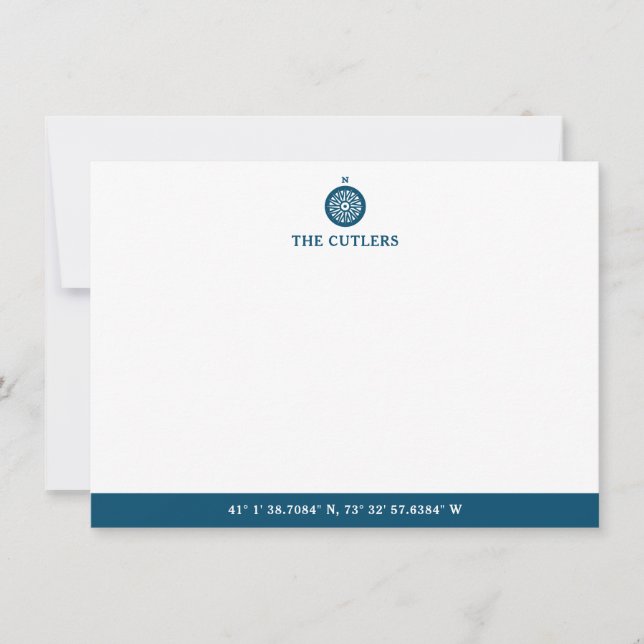 Themenkompass, blau, Personalisiert Mitteilungskarte (Vorderseite)