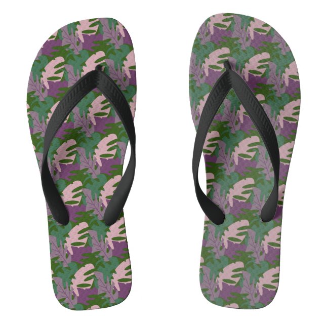 Themenleaf Monstera Lila grünes Flip Flops (Fußbett)