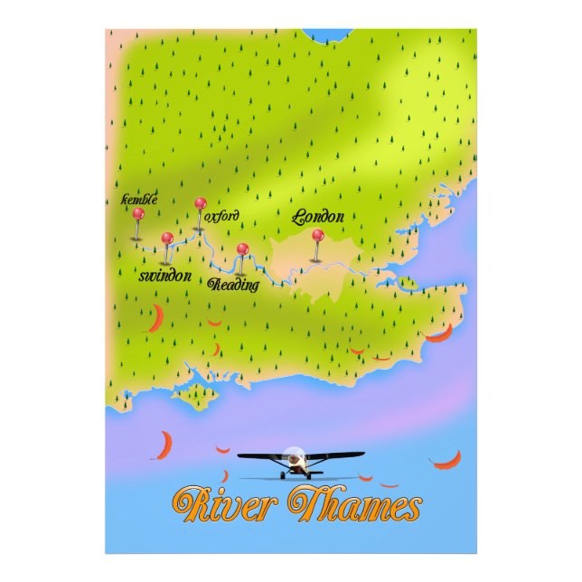 Themse London - England-Karte Fotodruck (Vorne)