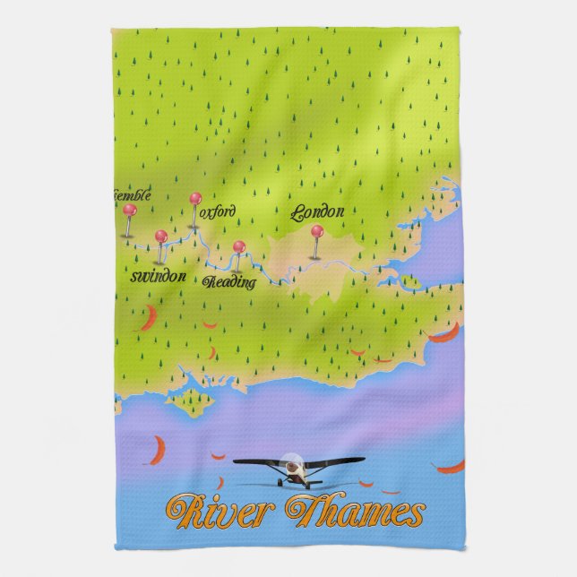 Themse London - England-Karte Geschirrtuch (Vertikal)