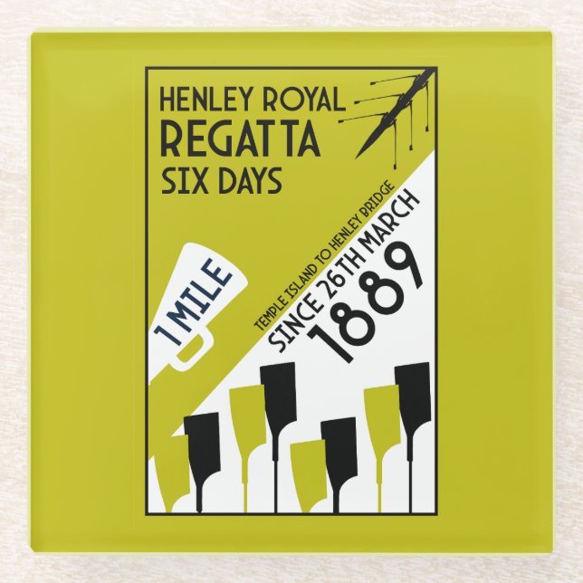 Themse Regatta - Vintage Retro Style Rowing Glasuntersetzer (Vorderseite)