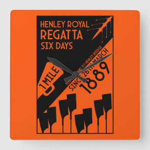 Themse Regatta - Vintage Retro Style Rowing Quadratische Wanduhr