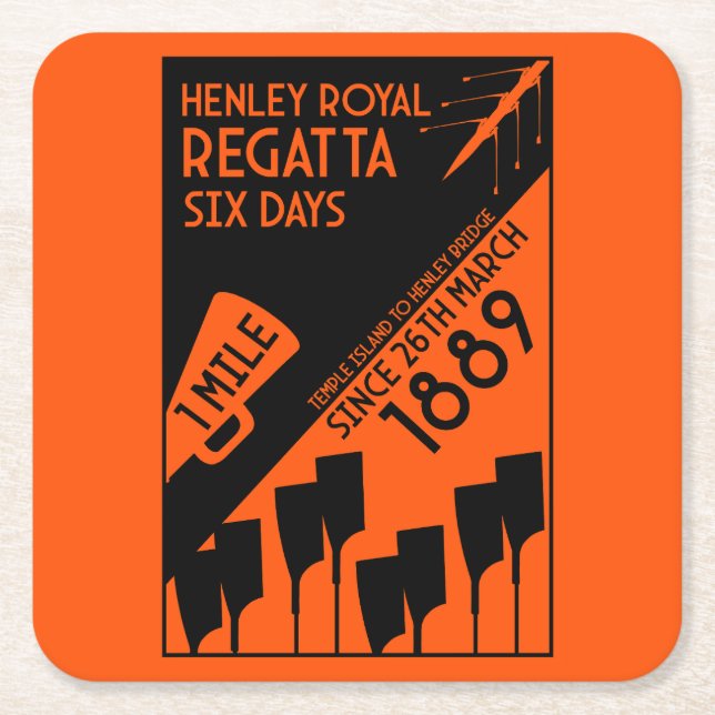 Themse Regatta - Vintage Retro Style Rowing Rechteckiger Pappuntersetzer (Vorderseite)