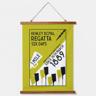 Themse Regatta - Vintage Retro Style Rowing Wandteppich Mit Holzrahmen
