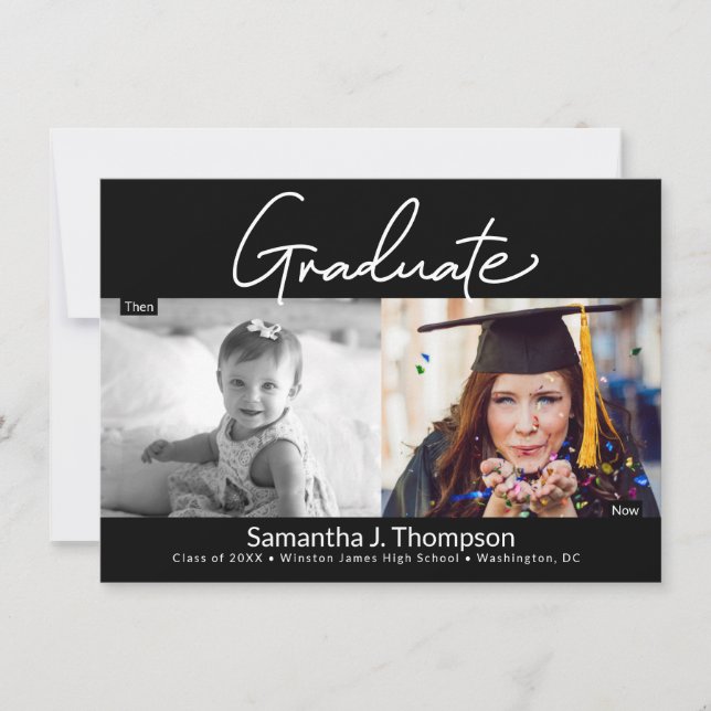 Then and Now high school Graduate photo Ankündigung (Vorderseite)