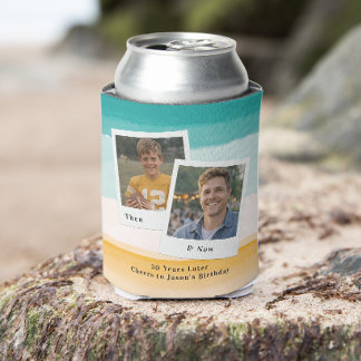 Then & Now Photo Birthday Can Cooler Dosenkühler
