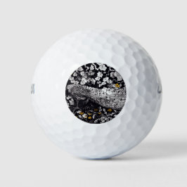 Theo Van Hoytema Retro Peacock Clip Art Black und Golfball