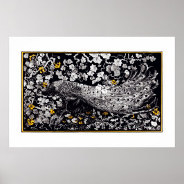 Theo Van Hoytema Retro Peacock Clip Art Black und Poster