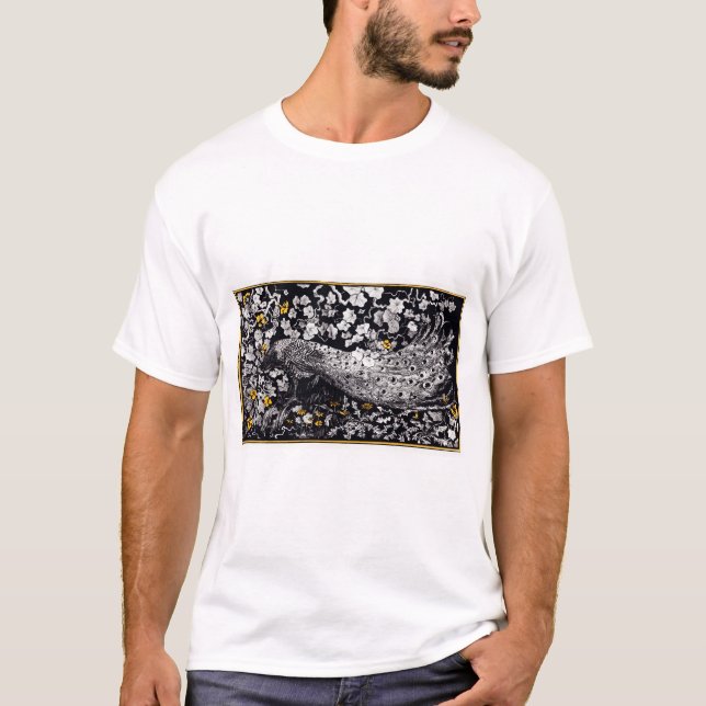 Theo Van Hoytema Retro Peacock Clip Art Black und T-Shirt (Vorderseite)